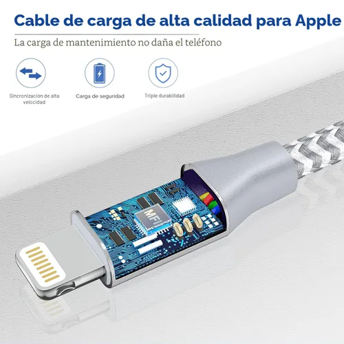 Vista 2 de [Certificado Apple MFi] Cargador corto de iPhone de 1 pie, paquete de 2 unidades, USB A a cable Lightning, cable trenzado de nailon de 12 pulgadas