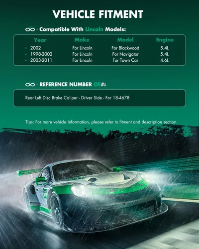 Vista 4 de SCITOO Pinza de freno trasera izquierda sin soporte 18-4678 rojo compatible para Ford 1997-2004 para Lincoln 1998-2010