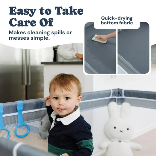 Vista 7 de Todale - Corralito para bebés - 79 x 70 pulgadas, gris - Corralito plegable y desmontable con paneles de malla y puerta de seguridad - Área de juego
