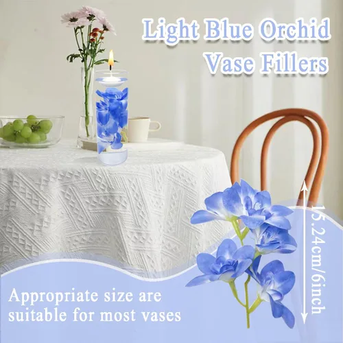 Vista 2 de 10 velas flotantes de flores artificiales de orquídea, centro de mesa, centros de mesa de boda, relleno de jarrón para bodas, fiestas de cumpleaños
