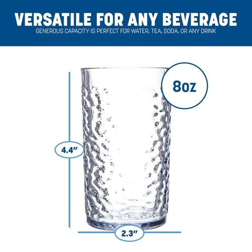 Vista 2 de Carlisle FoodService Products Pebble Optic Pebble - Vaso de plástico para restaurantes, catering, cocinas, plástico, 9 onzas, transparente