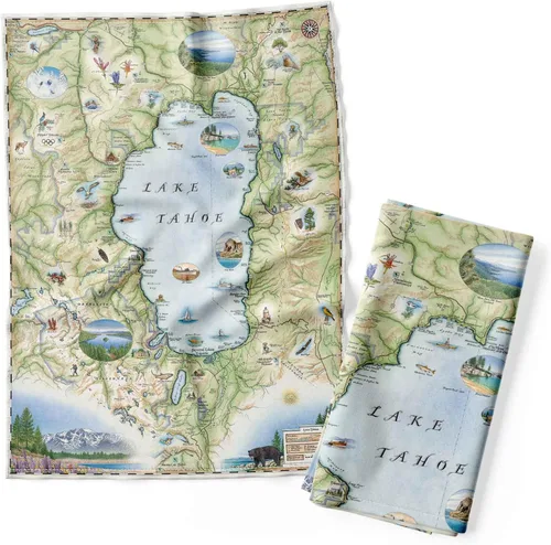 Vista 45 de 1000 Islands Map - Toalla decorativa de harina para cocina, 100% algodón, 18 x 24 pulgadas
