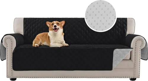 Vista 16 de PrinceDeco Funda para silla, resistente al agua, lavable, parte trasera de goma antideslizante, protector de muebles para mascotas (Sillón, negro)