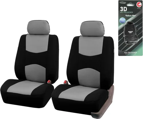 Vista 7 de FH Group Funda de asiento de coche para asiento trasero de tela plana multifuncional, ajuste universal, combo negro 3D ambientador trasero con banco