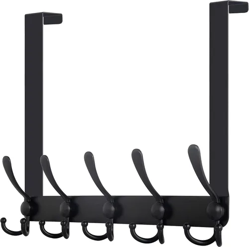 WEBI Ganchos para colgar sobre la puerta, perchero para colgar sobre la puerta, perchero de puerta para toallas, ropa, baño, negro
