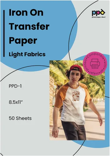 Vista 27 de PPD - Papel de transferencia térmica para camisetas de color oscuro para impresora de inyección de tinta, LTR, paquete de 5 hojas de 8.5 x 11