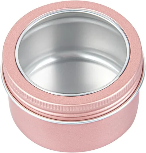 Vista 11 de RW Base Cajas de almacenamiento de lata de 4 onzas, 10 cajas redondas de lata con tapas, duraderas, tapas de ventana transparentes, contenedores