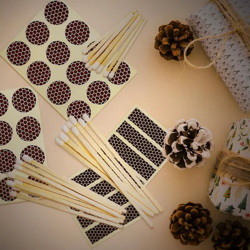 Vista 2 de Calcomanías rectangulares de 2 x 0.5 pulgadas con patrón de rayas únicas – 12 piezas Papel de huelga de carbón con adhesivo precortado