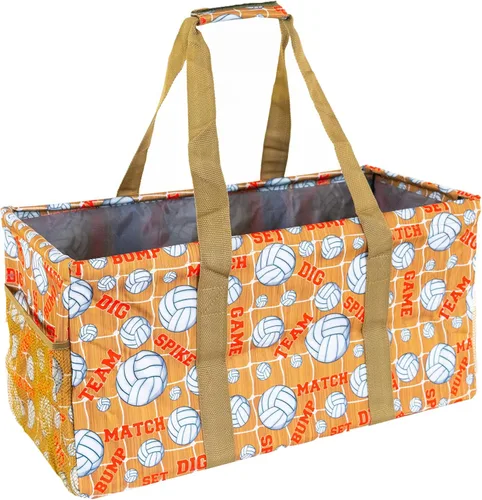 Vista 31 de Bolsa de utilidad extragrande Lucazzi - Cesta de lona rectangular plegable reutilizable con marco de alambre con dos bolsillos exteriores