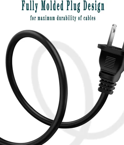 Vista 3 de Cable de alimentación de 2 clavijas compatible con TCL Roku Smart LED LCD HD TV Apple Samsung Sharp reemplazo 3 pies cable de alimentación de TV