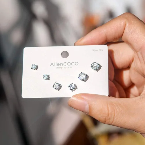 Vista 5 de Aretes de plata de ley 925, aretes de circonita cúbica, aretes de diamante para mujeres y niñas