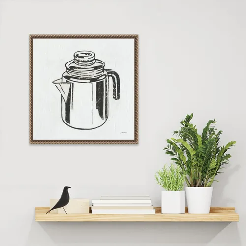Vista 6 de Amanti Art Framed Canvas Wall Art 16x16 Retro Coffee Pot (Kitchen) by Kathrine Lovell, Framed Wall Art Canvas, Cuisine Artwork, Traditional Decor