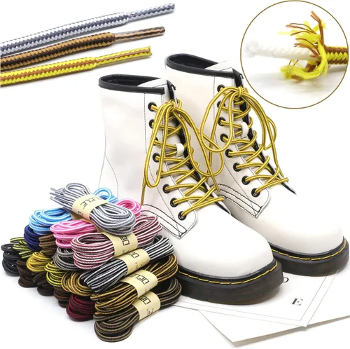 Vista 5 de DELELE - 2 pares de agujetas resistentes para botas Agujetas de Botas para Alpinismo Agujetas rayadas de dos colores para zapatos