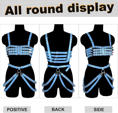 Vista 5 de Conjunto de liguero de cuero para mujer, estilo punk, gótico, baile, carnaval, accesorios para disfraz