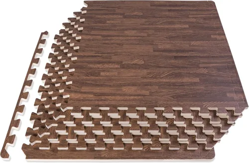 Vista 9 de ProsourceFit Tapete de rompecabezas de grano de madera de 1/2 pulgada, 6 baldosas de espuma EVA entrelazadas (24 pies cuadrados) para suelo