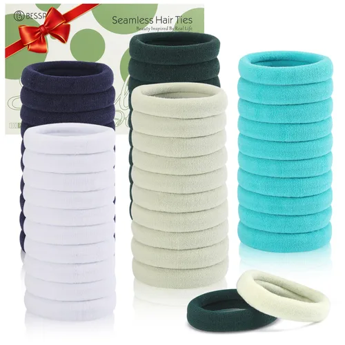 Vista 17 de Coleteros sin costuras para cabello grueso, elásticos, para niña o mujer, que no causan daños, 100 piezas, color negro