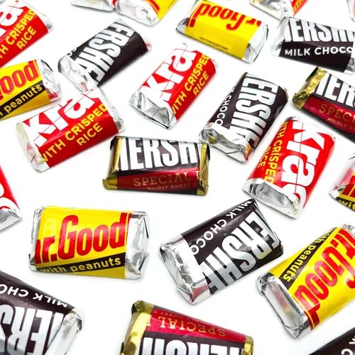 Vista 5 de Miniatures - Barras de caramelo de chocolate surtidas OSCURO ESPECIAL, chocolate con leche (bolsa de 2 libras aprox. 100 unidades)