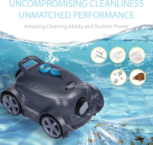 Vista 2 de Limpiador robótico e inalámbrico para piscinas, aspirador automático para piscinas enterradas/sobre el suelo, tiempo de funcionamiento de 150