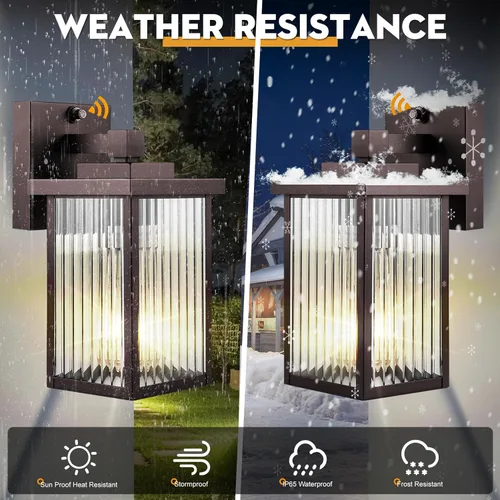 Vista 4 de Luces de Pared para Exterior de Casa, Luces de Porche de Anochecer al Amanecer al Aire Libre, Accesorio de Luz de Puerta Frontal Negro Mate