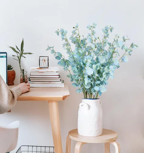 Vista 7 de Flores de orquídeas artificiales, 10 unidades (cada una de 37 pulgadas) orquídeas artificiales de tallo largo, flores artificiales de seda falsas