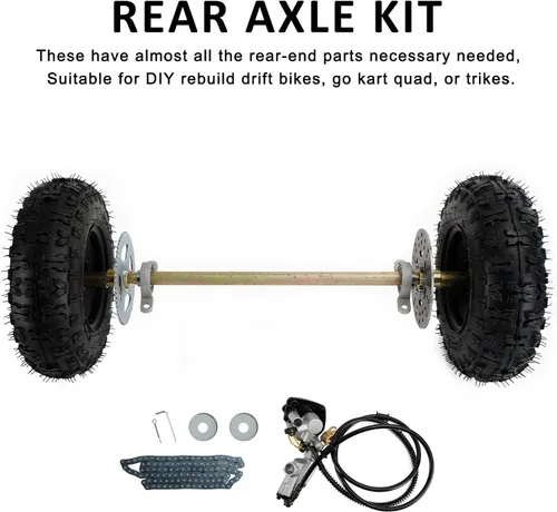 Vista 4 de Bruce & Shark Kit completo de cubo de rueda trasera de 29 pulgadas para Go Kart Quad Trike Drift Bikes Go Kart ruedas go kart kit de eje trasero