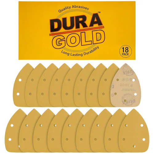 Dura-Gold Premium Lijadora de ratón con papel de lija para detalles de ratón, hojas de lija - 3000 grano (Caja de 18) - Discos de ratón de 5