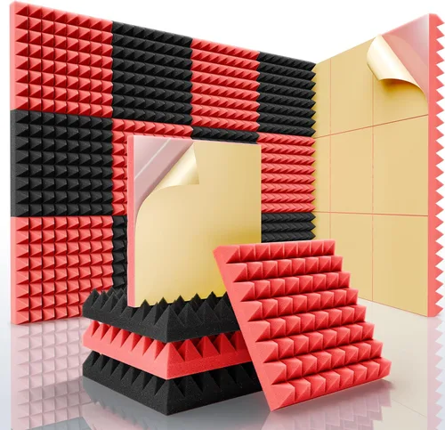 Vista 5 de Sonicism Acoustic Panels Self-Adhesive Pyramid 12 Pack,0.9" X 12" X 12" Sound Proof Foam Panels for walls High Density,Acoustic Wall Panels Fast