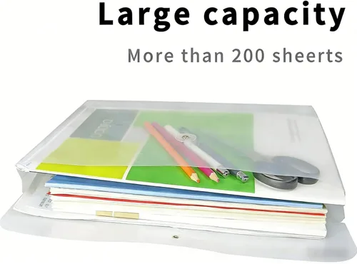 Vista 4 de Paquete de 18 sobres de plástico tamaño oficial, transparente, transparente File Folders with String Tie Closure, Waterproof Poly Document