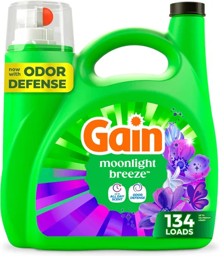 Vista 17 de Gain Detergente líquido para ropa con defensa del olor, aroma Moonlight Breeze, detergente líquido y jabón para lavadoras HE, 60 onzas líquidas