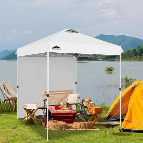 Vista 36 de EAGLE PEAK - Tienda de campaña desplegable con toldo, 1 pared lateral, fácil de montar, tienda para eventos, protección solar para exteriores, bolsa