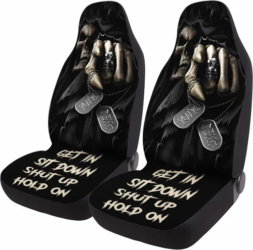 Vista 55 de GENANY Horror Nightmare Skellington - 2 fundas de asiento delantero para automóvil, camión, SUV, regalos de Navidad, funda de asiento de cubo