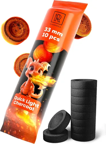 10 piezas de tabletas de carbón para incienso - Carbón para narguile M. ROSENFELD - Carbón rápido para Hooka - Tabletas de carbón de encendido