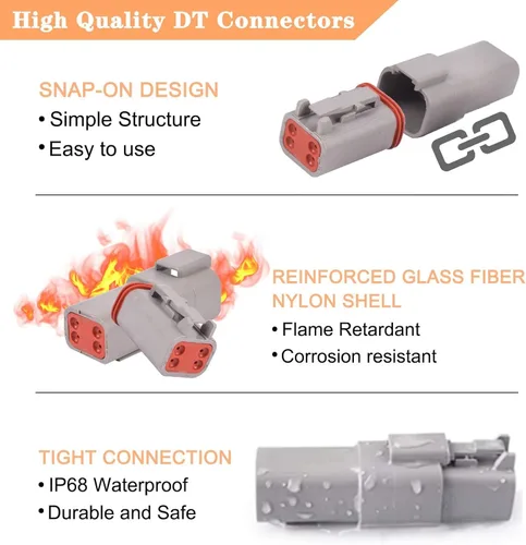 Vista 4 de 174Pcs 12 Kits Kit de Conectores DT Con Alicate de Crimpado para Conectores Deutsch, Conectores de 2 3 4 6 8 12 Pines Conectores Eléctricos