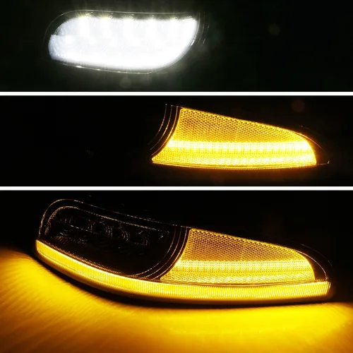 Vista 7 de iJDMTOY Conjunto de luz de giro LED DRL/Láser secuencial con lente ahumada para la parte delantera Compatible con Chevrolet Corvette C5