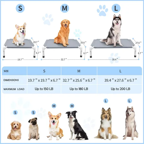 Vista 4 de Cama elevada para perros al aire libre, camas para perros grandes, camas elevadas de enfriamiento portátiles para perros grandes para interiores