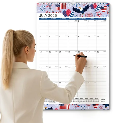 Vista 12 de SUNEE Calendario de pared 2026 extragrande de 17 x 27 pulgadas, 21 meses de octubre de 2025 a junio de 2027, calendario mensual vertical extragrande