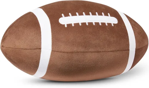Amazon Basics Almohada de fútbol americano de felpa para niños, decoración suave marrón para habitación, 15" de largo x 10" de ancho Balón de fútbol