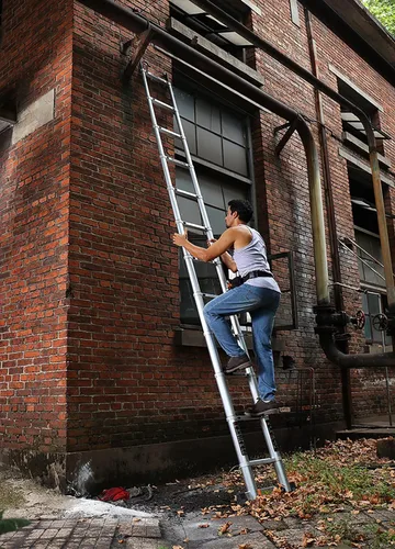 Vista 2 de Telescoping Extension Ladder, Telescoping Ladder Industrial Household Daily Telescopic Ladder with Roof Hooks, 100% Aluminum Portable Extendable