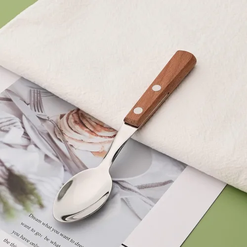 Vista 2 de Cucharas de café expreso, 8 cucharas de café de acero inoxidable, cucharas pequeñas para postre, té, aperitivo, cucharas de postre con mango