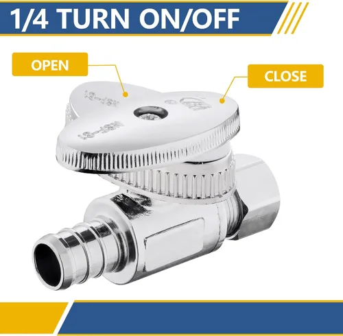 Vista 5 de Válvula de parada recta, 1/2 pulgada Pex X 3/8 pulgadas OD válvula de cierre recto de compresión con 1/4 de encendido/apagado