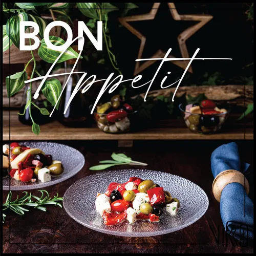 Vista 2 de Vikko Plato de ensalada, juego de 4 platos de vidrio, postre, ensalada, plato de aperitivo, elegante diseño de vidrio texturizado, platos apilables