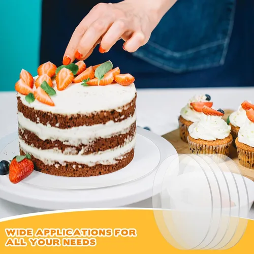 Vista 6 de Beeveer 5 hojas acrílicas redondas de 1/8 pulgadas, círculo acrílico transparente de 14 pulgadas de diámetro, disco redondo para pastel, mesa