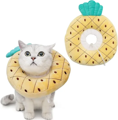Vista 11 de ANWA Collar de cono ajustable para gato, suave, lindo collar de dona para gato después de la cirugía, conos de recuperación de gatitos para dejar