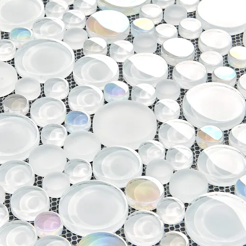 Vista 3 de Mosaico de vidrio para salpicaduras de cocina, pared de ducha de baño, etc., colección de burbujas, rondas mixtas, 12 x 12 x 5/16