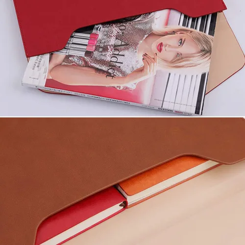 Vista 8 de Enyuwlcm Carpeta de archivos A4 de cuero PU Portafolio impermeable con cierre magnético invisible, color negro