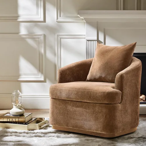 Vista 17 de HULALA HOME Silla giratoria moderna con base de madera maciza, óxido Herrumbre