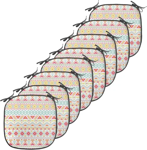 Vista 54 de Ambesonne Grunge Chair Seating Cushion, Retro Striped Background Pineapple Vintage Hippie Graphic, Anti-Slip Seat Padding for Kitchen & Patio
