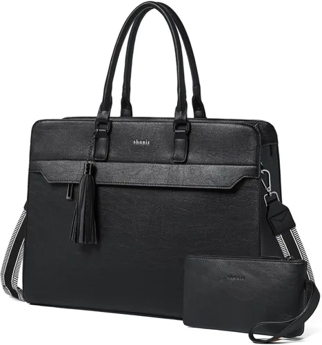 Vista 11 de Shrrie Bolsa para laptop de 17 pulgadas para mujer, bolsa de trabajo resistente al agua, maletín con bolso