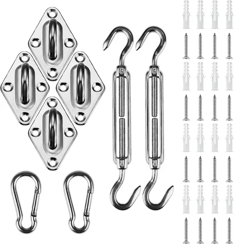 Amagenix Kit de accesorios de vela de 5 pulgadas para instalación de toldo rectangular y cuadrado, accesorios de acero inoxidable de grado 304 para
