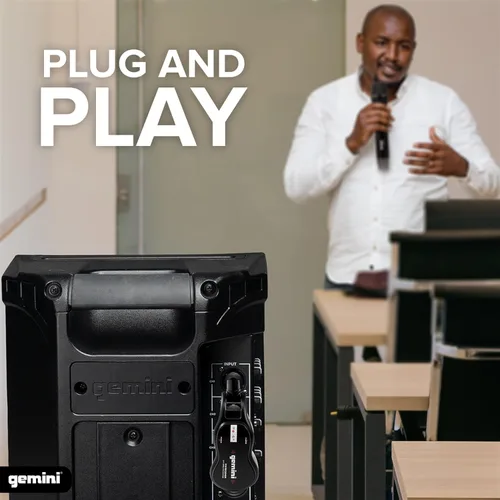 Vista 3 de Gemini Dual Micrófono Inalámbrico UHF de Mano Recargable Sistema de Micrófono Inalámbrico de 2 Piezas con Receptor para Karaoke, Canto, DJ